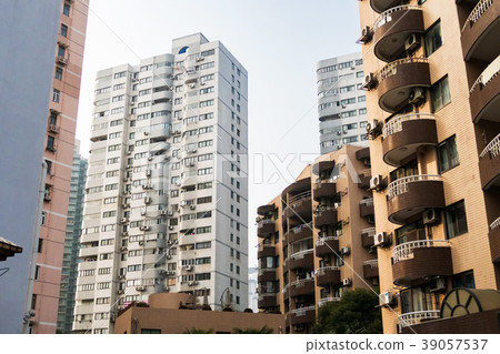 High-rise buildings in Shanghai with balconies and High-rise buildings in Shanghai with balconies and 39057537