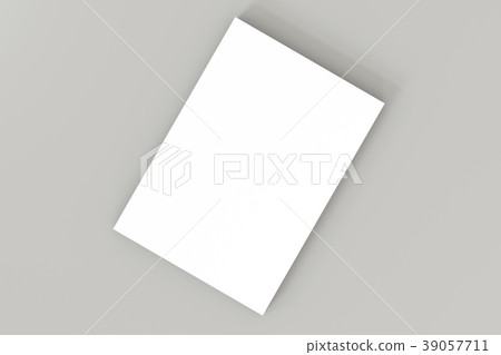 Stack of white blank A4 paper on gray background. 39057711