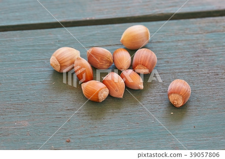 Hazelnut on a table Hazelnut on a table 39057806