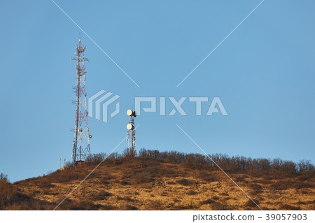 Transmitter towers on a hill Transmitter towers on a hill 39057903