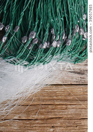 Fishing net from the fishing line close up Fishing net from the fishing line close up 39057985