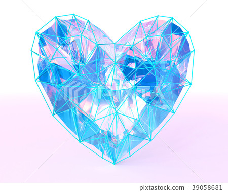 Crystal heart in low poly style. 39058681