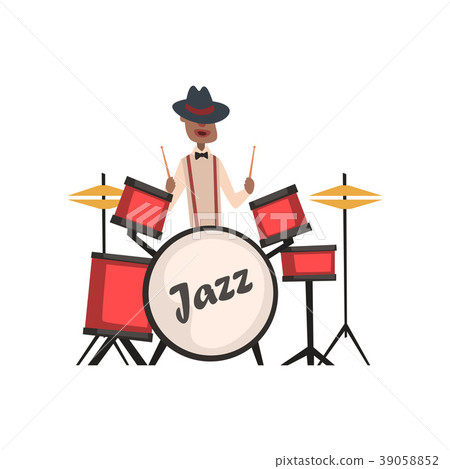 African American jazz musician playing on drums African American jazz musician playing on drums 39058852
