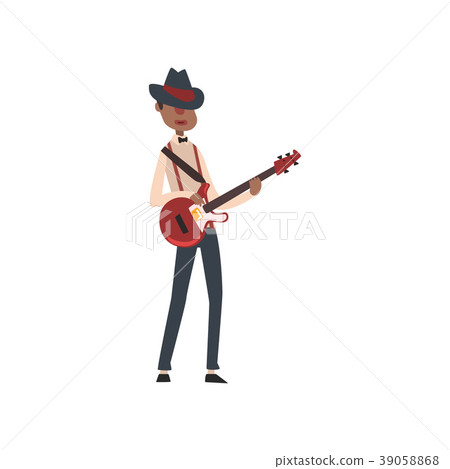 African American jazz musician in black hat African American jazz musician in black hat 39058868