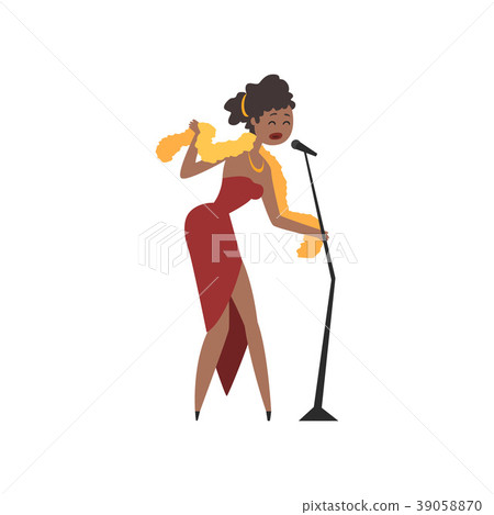 African American female soul singer in red dress African American female soul singer in red dress 39058870