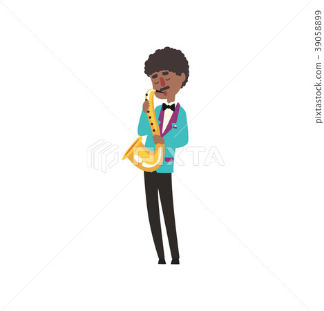 African American jazz musician wearing retro 39058899