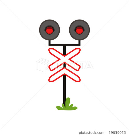 Icon of railway warning sign with lights. Red 39059053