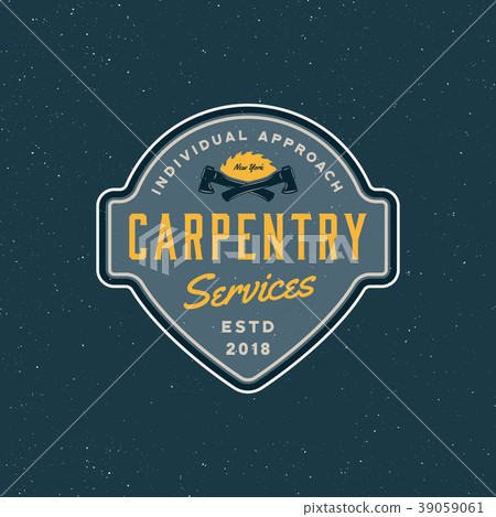 vintage carpentry logo. retro styled wood works 39059061