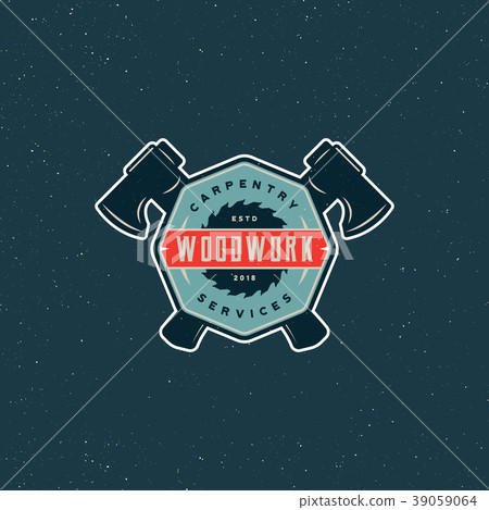 vintage carpentry logo. retro styled wood works 39059064