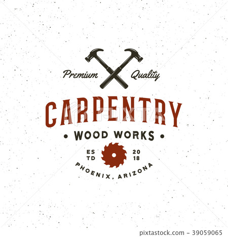 vintage carpentry logo. retro styled wood works 39059065