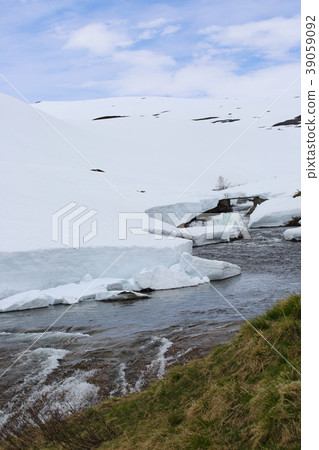 Spring glacial river in mountains Spring glacial river in mountains 39059092