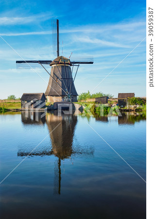 Windmills at Kinderdijk in Holland. Netherlands 39059387