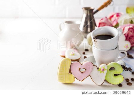 cup on a cup with espresso coffee on a white cup on a cup with espresso coffee on a white 39059645