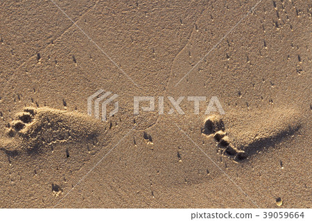 Footprint in the sand at beach near ocean 39059664