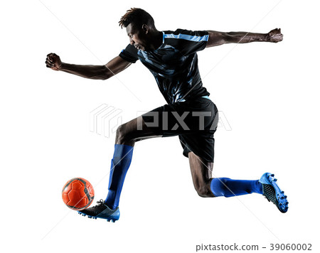 one african soccer player man isolated white one african soccer player man isolated white 39060002