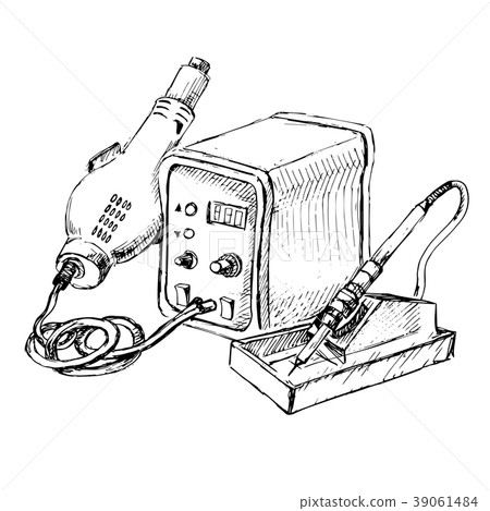 Sketch of Hot Air Rework Soldering Iron Station. 39061484