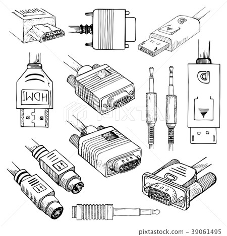 Media cables set: HDMI, VGA, DVI, DisplayPort 39061495