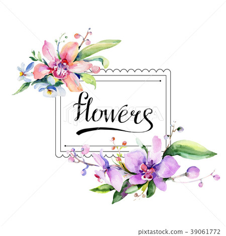 Bouquet flower frame in a watercolor style. Bouquet flower frame in a watercolor style. 39061772