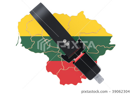 Lithuanian map with safety belt Lithuanian map with safety belt 39062304