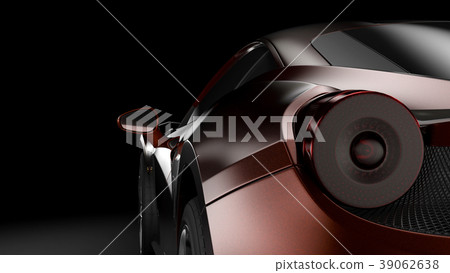 Dark car silhouette 3D illustration 39062638