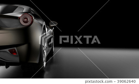 Dark car silhouette 3D illustration 39062640