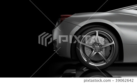 Dark car silhouette 3D illustration 39062642