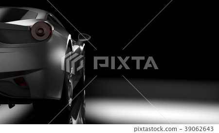 Dark car silhouette 3D illustration 39062643