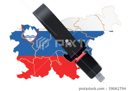 Slovenian map with safety belt Slovenian map with safety belt 39062704