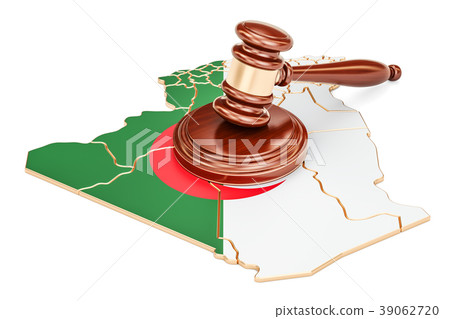 Wooden Gavel on map of Algeria, 3D rendering Wooden Gavel on map of Algeria, 3D rendering 39062720
