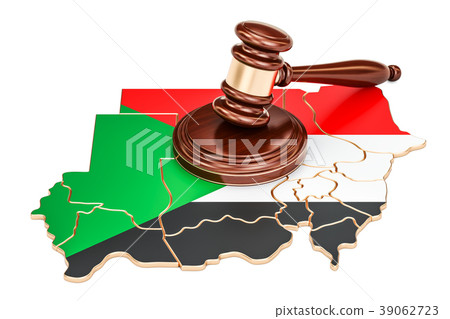 Wooden Gavel on map of Sudan, 3D rendering Wooden Gavel on map of Sudan, 3D rendering 39062723