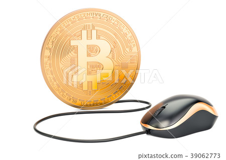 Bitcoin with computer mouse. Mining concept Bitcoin with computer mouse. Mining concept 39062773