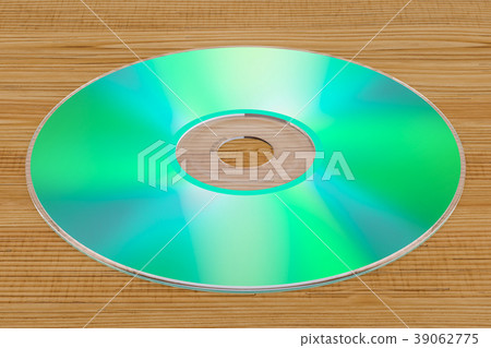 Compact Disc on the wooden table. 3D rendering 39062775