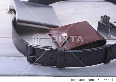 Gadgets and accessories for men on light wooden 39063221