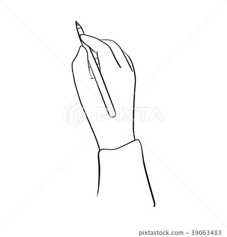hand holding pencil vector illustration  39063483