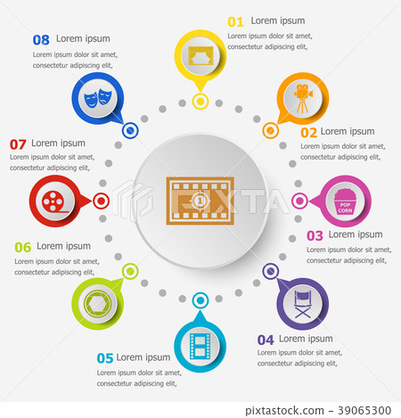 Infographic template with movie icons Infographic template with movie icons 39065300