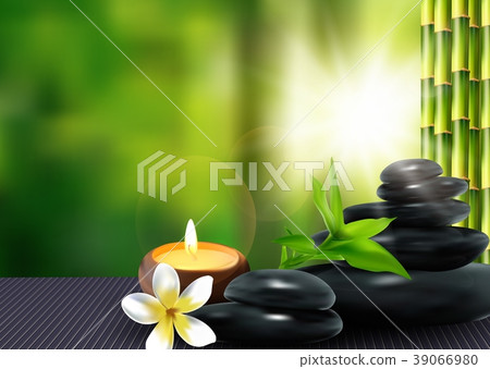 Stone, flower and bamboo background. vector Stone, flower and bamboo background. vector 39066980