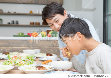 Family eating food father son Family eating food father son 39068477