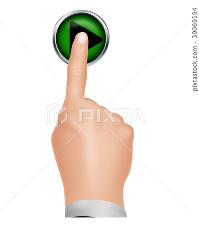 hand press play button of background isolated 39069194