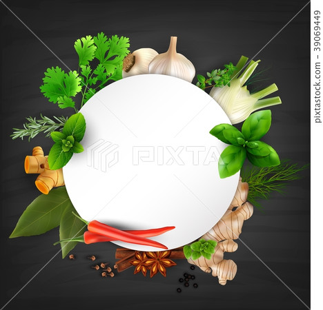 Herbs and spices round frame Herbs and spices round frame 39069449