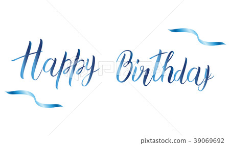 Happy birthday inscription. Vector greeting card. 39069692