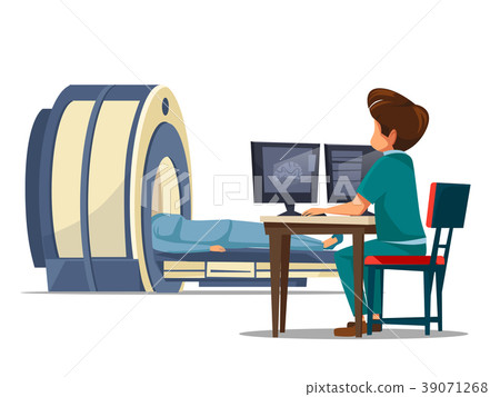 Vector cartoon ct mri tomography screening concept 39071268