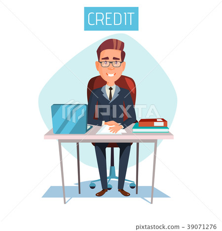 Vector cartoon manager in credit office workplace Vector cartoon manager in credit office workplace 39071276