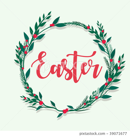 Happy Easter lettering with flower flame 39071677