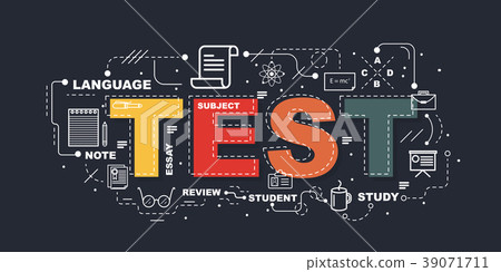 Test word for education with icons flat design 39071711