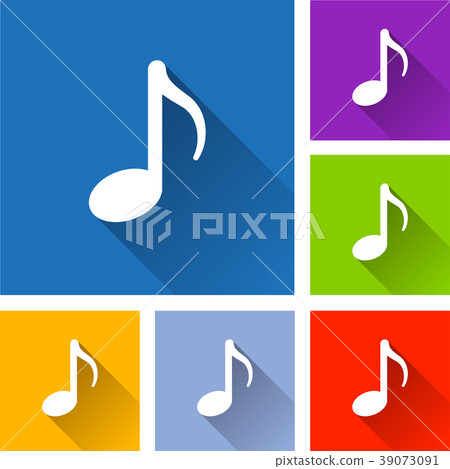 music icons with long shadow - Stock Illustration [39073091] - PIXTA