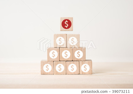 wooden cube with economy growth concept wooden cube with economy growth concept 39073211
