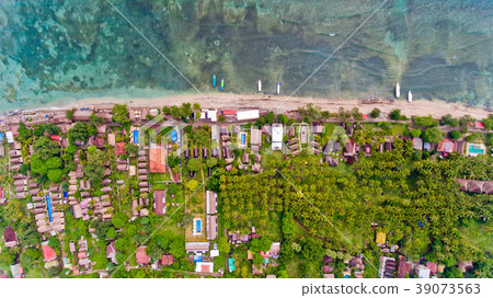 Top view of the blue water coast line. Top view of the blue water coast line. 39073563
