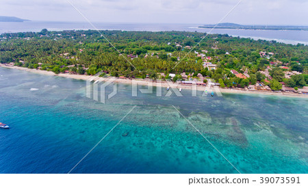 Aerial view of the blue water coast line. Aerial view of the blue water coast line. 39073591