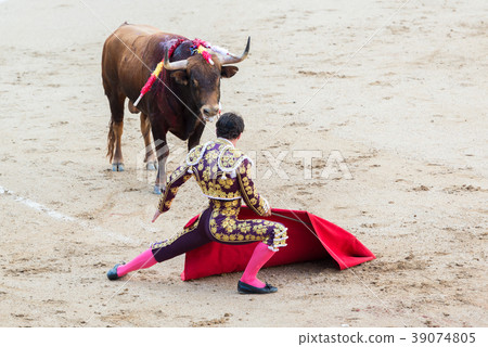 Corrida. Fighting in a typical Spanish Bullfight Corrida. Fighting in a typical Spanish Bullfight 39074805
