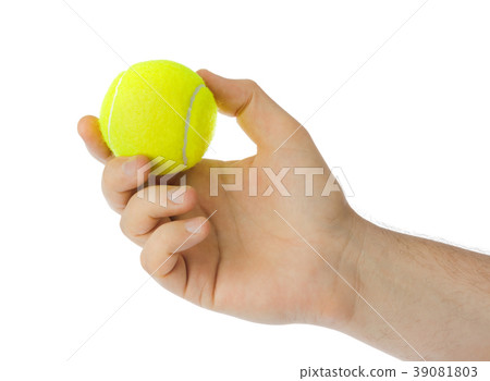 Hand with tennis ball Hand with tennis ball 39081803